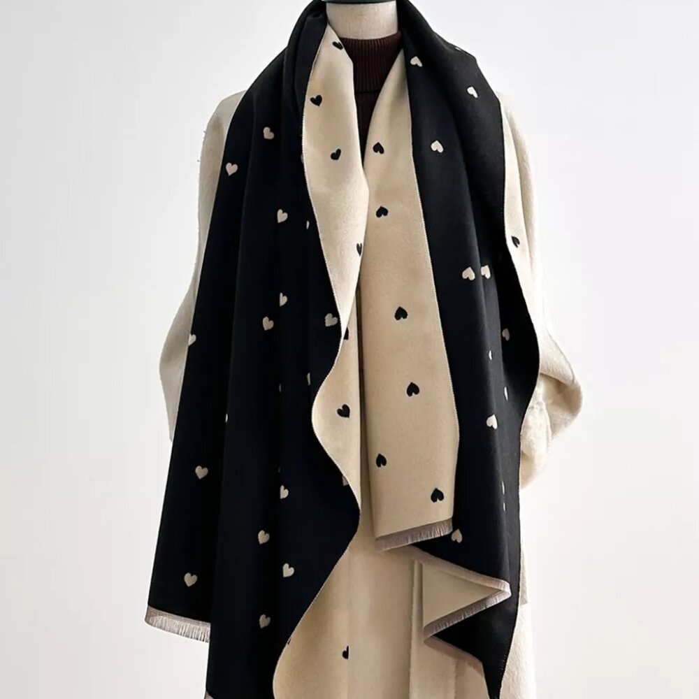 Heart Raw Hem Scarf
